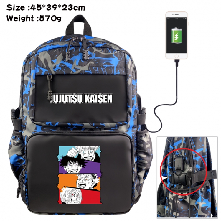 Jujutsu Kaisen Anime waterproof nylon camouflage backpack School Bag 45X39X23CM