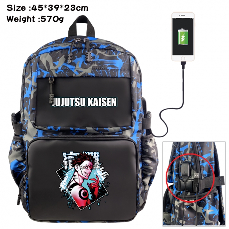 Jujutsu Kaisen Anime waterproof nylon camouflage backpack School Bag 45X39X23CM