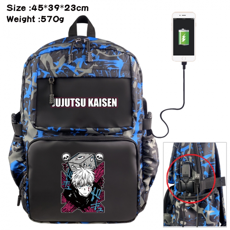 Jujutsu Kaisen Anime waterproof nylon camouflage backpack School Bag 45X39X23CM