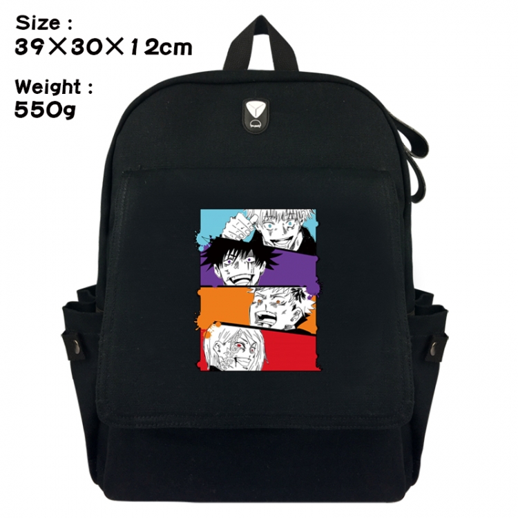 Jujutsu Kaisen Canvas Flip Backpack Student Schoolbag Headphone Hole 39X30X12CM 