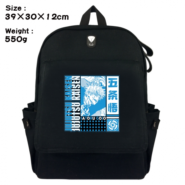 Jujutsu Kaisen Canvas Flip Backpack Student Schoolbag Headphone Hole 39X30X12CM 