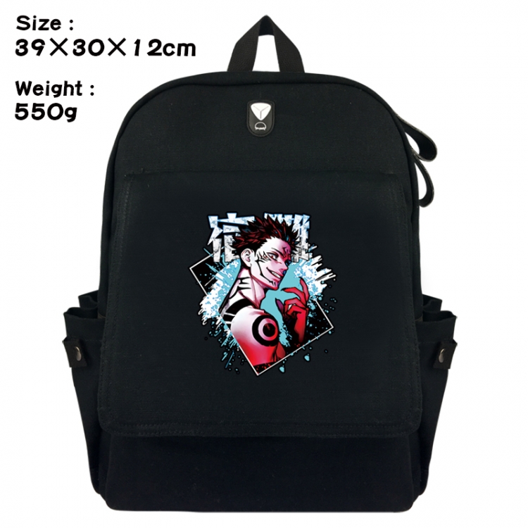 Jujutsu Kaisen Canvas Flip Backpack Student Schoolbag Headphone Hole 39X30X12CM 