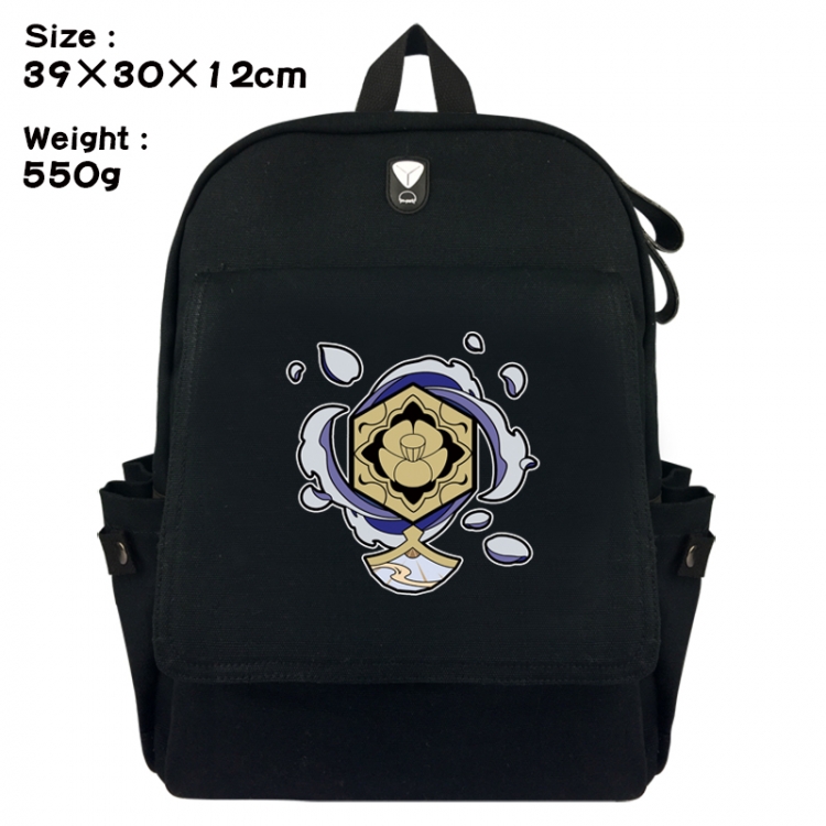 Genshin Impact Canvas Flip Backpack Student Schoolbag Headphone Hole 39X30X12CM 