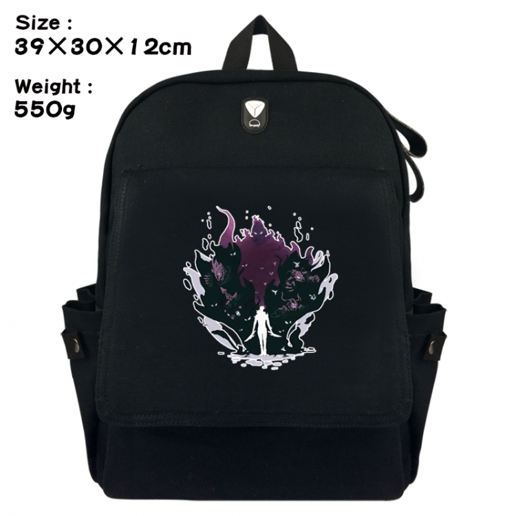 Solo Leveling:Arise Canvas Flip Backpack Student Schoolbag Headphone Hole 39X30X12CM 