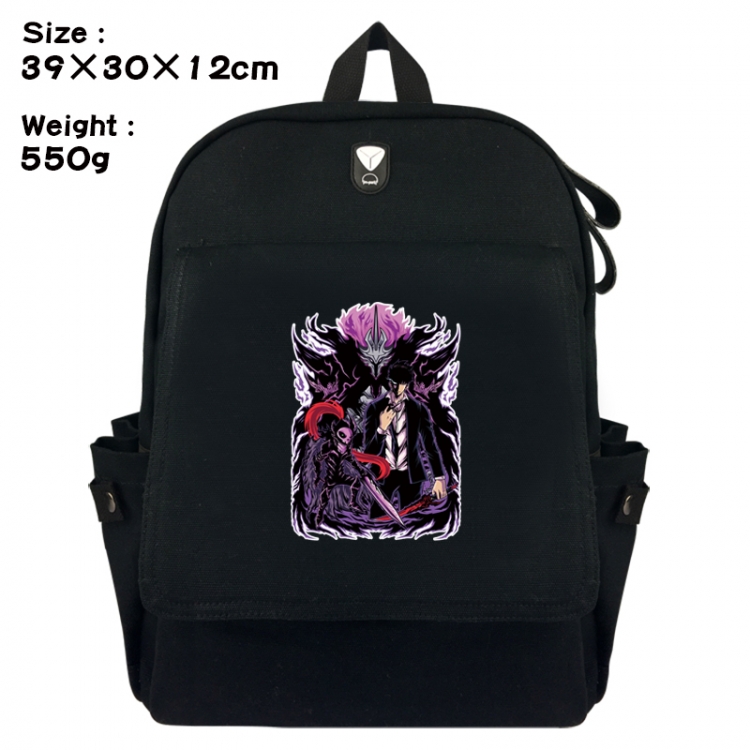 Solo Leveling:Arise Canvas Flip Backpack Student Schoolbag Headphone Hole 39X30X12CM