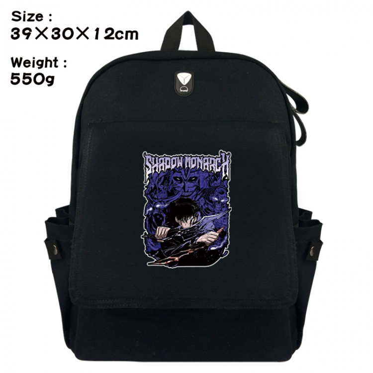 Solo Leveling:Arise Canvas Flip Backpack Student Schoolbag Headphone Hole 39X30X12CM 