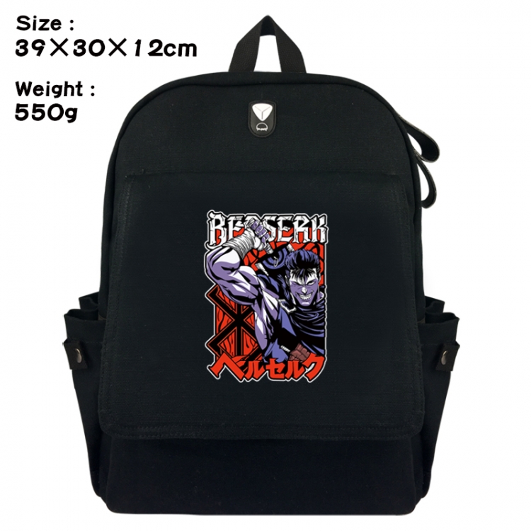 Berserk Canvas Flip Backpack Student Schoolbag Headphone Hole 39X30X12CM 