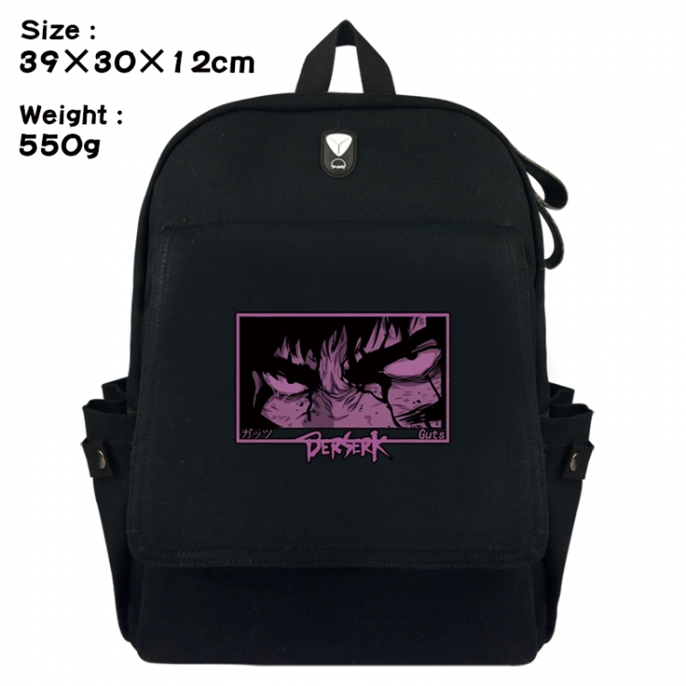 Berserk Canvas Flip Backpack Student Schoolbag Headphone Hole 39X30X12CM 