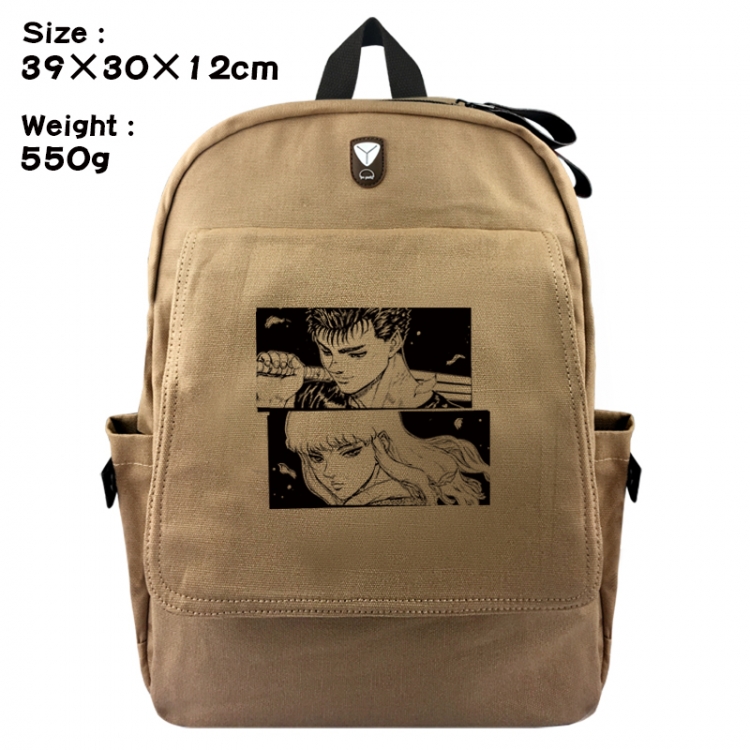 Berserk Canvas Flip Backpack Student Schoolbag Headphone Hole 39X30X12CM 