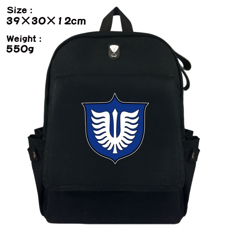 Berserk Canvas Flip Backpack Student Schoolbag Headphone Hole 39X30X12CM 