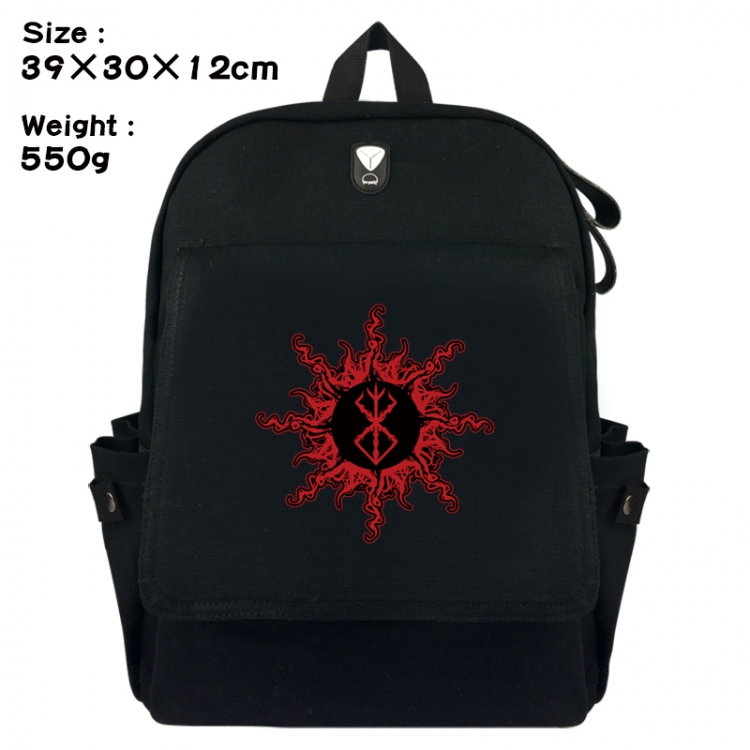 Berserk Canvas Flip Backpack Student Schoolbag Headphone Hole 39X30X12CM 