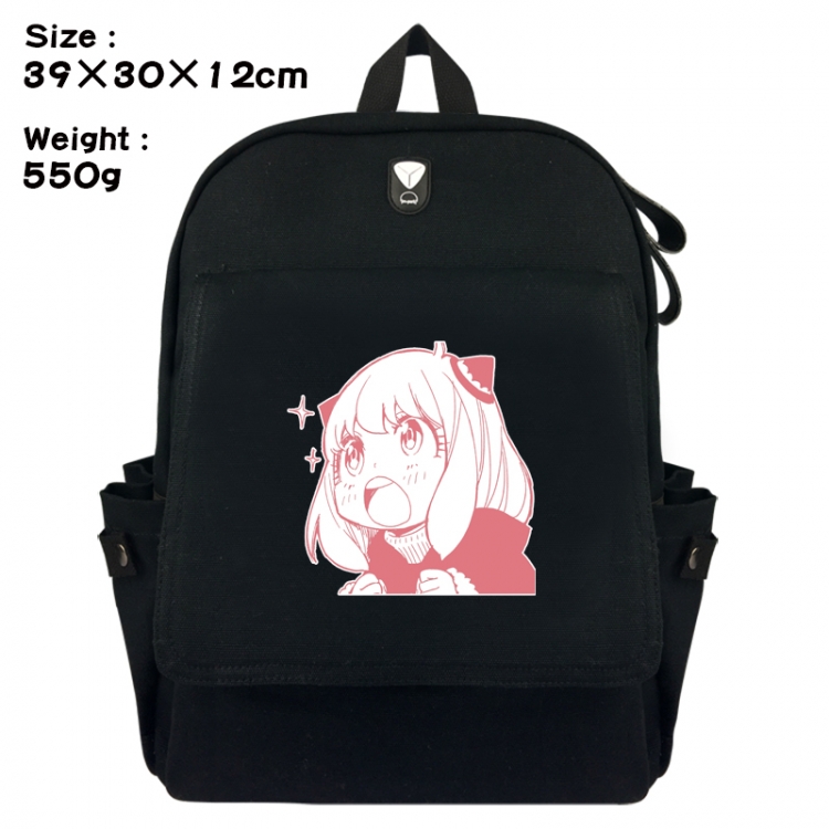 SPY×FAMILY Canvas Flip Backpack Student Schoolbag Headphone Hole 39X30X12CM 