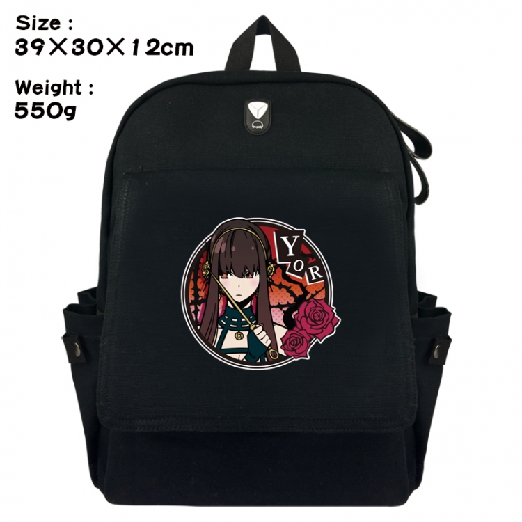 SPY×FAMILY Canvas Flip Backpack Student Schoolbag Headphone Hole 39X30X12CM 