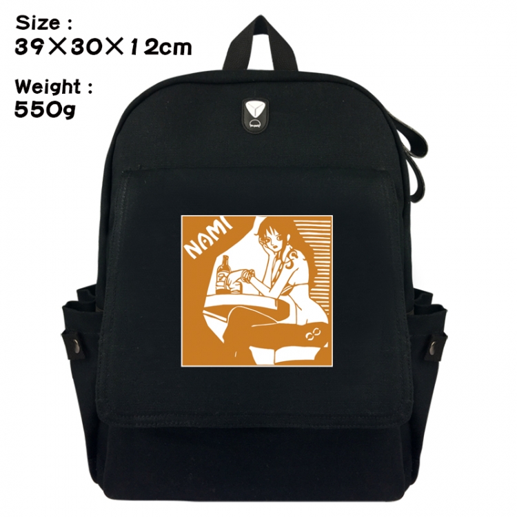 One Piece Canvas Flip Backpack Student Schoolbag Headphone Hole 39X30X12CM 