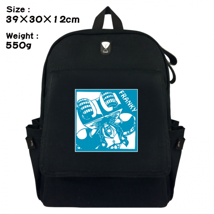 One Piece Canvas Flip Backpack Student Schoolbag Headphone Hole 39X30X12CM 