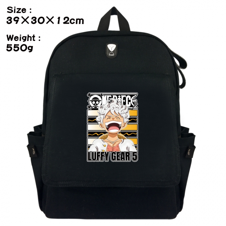 One Piece Canvas Flip Backpack Student Schoolbag Headphone Hole 39X30X12CM 