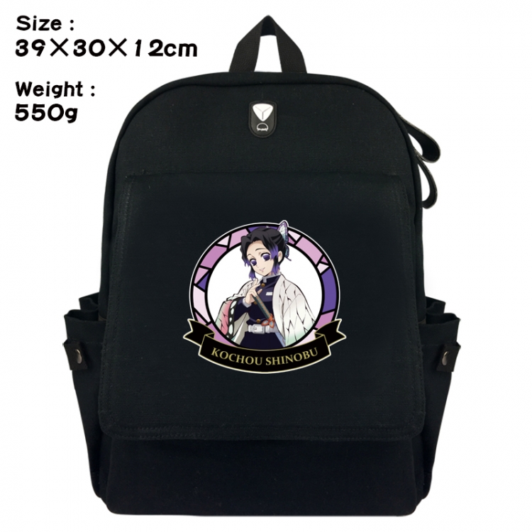 Demon Slayer Kimets Canvas Flip Backpack Student Schoolbag Headphone Hole 39X30X12CM 