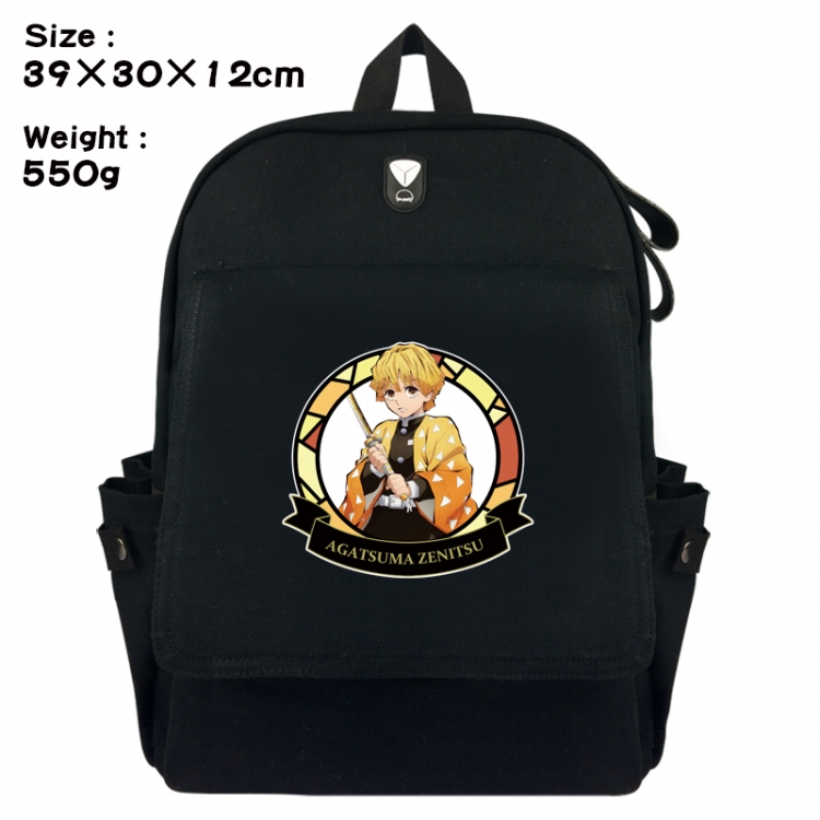 Demon Slayer Kimets Canvas Flip Backpack Student Schoolbag Headphone Hole 39X30X12CM 