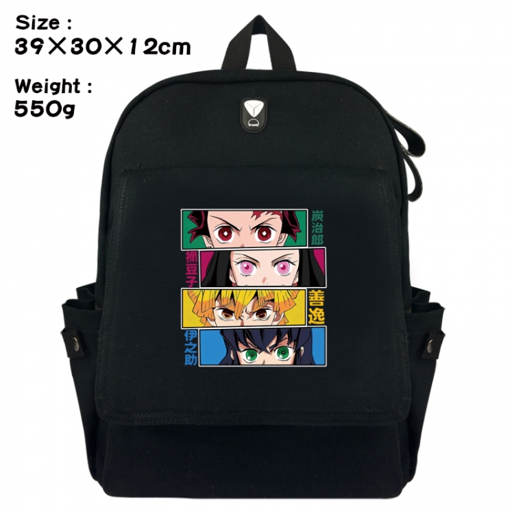 Demon Slayer Kimets Canvas Flip Backpack Student Schoolbag Headphone Hole 39X30X12CM 