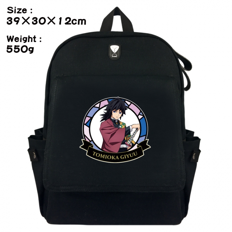 Demon Slayer Kimets Canvas Flip Backpack Student Schoolbag Headphone Hole 39X30X12CM 