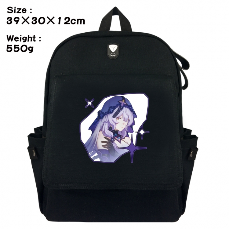 Honkai: Star Rail Canvas Flip Backpack Student Schoolbag Headphone Hole 39X30X12CM 