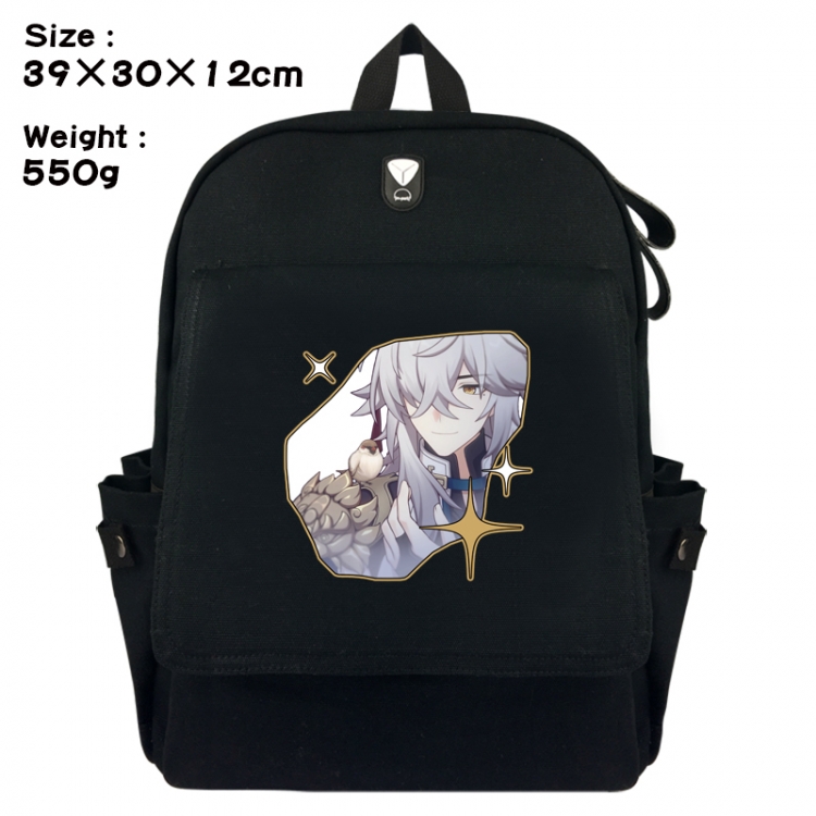 Honkai: Star Rail Canvas Flip Backpack Student Schoolbag Headphone Hole 39X30X12CM 