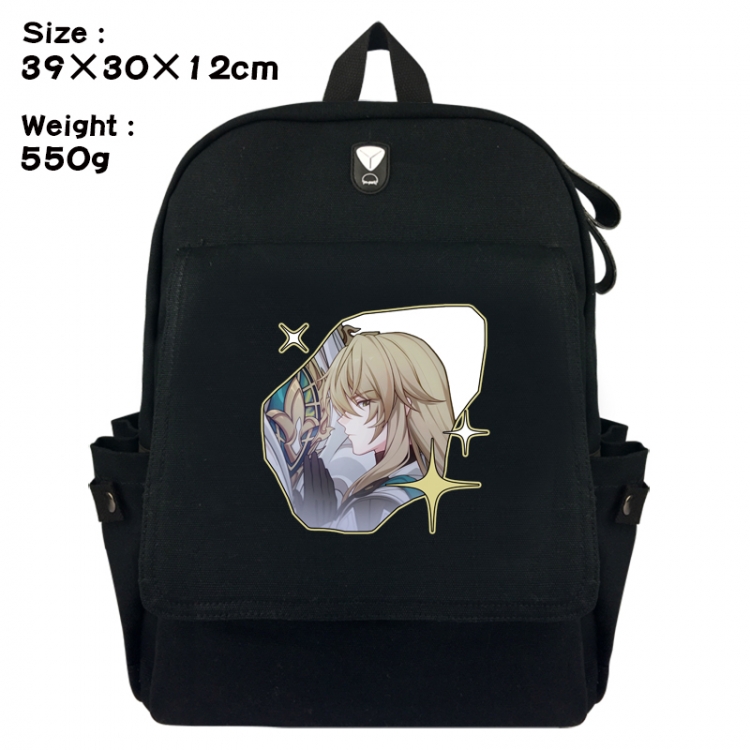 Honkai: Star Rail Canvas Flip Backpack Student Schoolbag Headphone Hole 39X30X12CM 