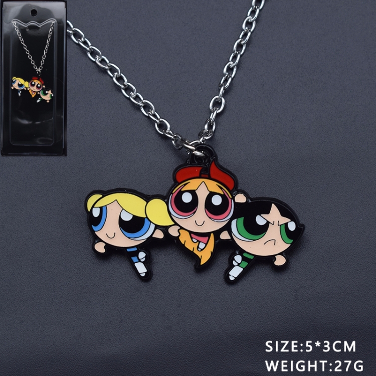 The Powerpuff Girls Anime cartoon metal necklace pendant price for 5 pcs