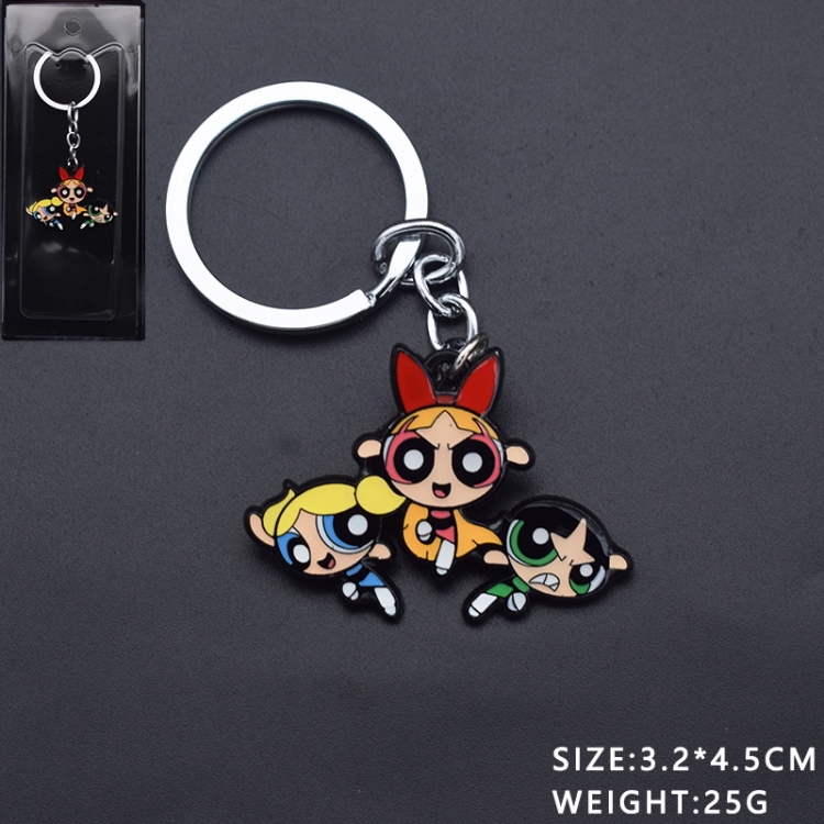 The Powerpuff Girls Anime cartoon metal keychain backpack pendant price for 5 pcs