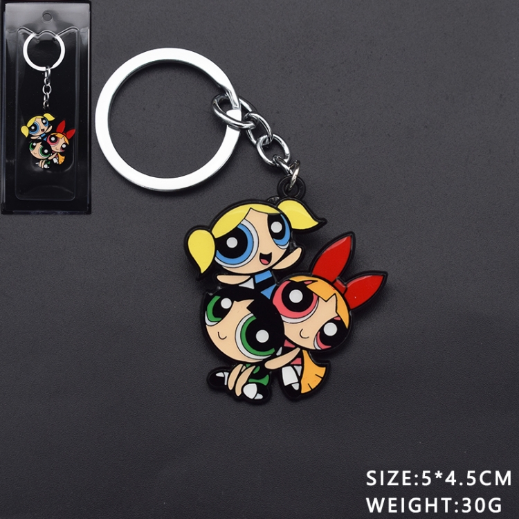 The Powerpuff Girls Anime cartoon metal keychain backpack pendant price for 5 pcs