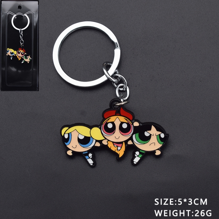 The Powerpuff Girls Anime cartoon metal keychain backpack pendant price for 5 pcs