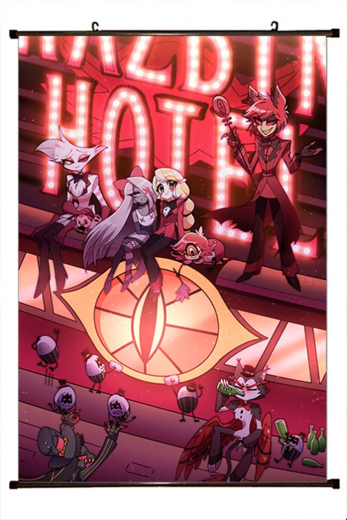 Hazbin Hotel Anime black Plastic rod Cloth painting Wall Scroll 60X90CM