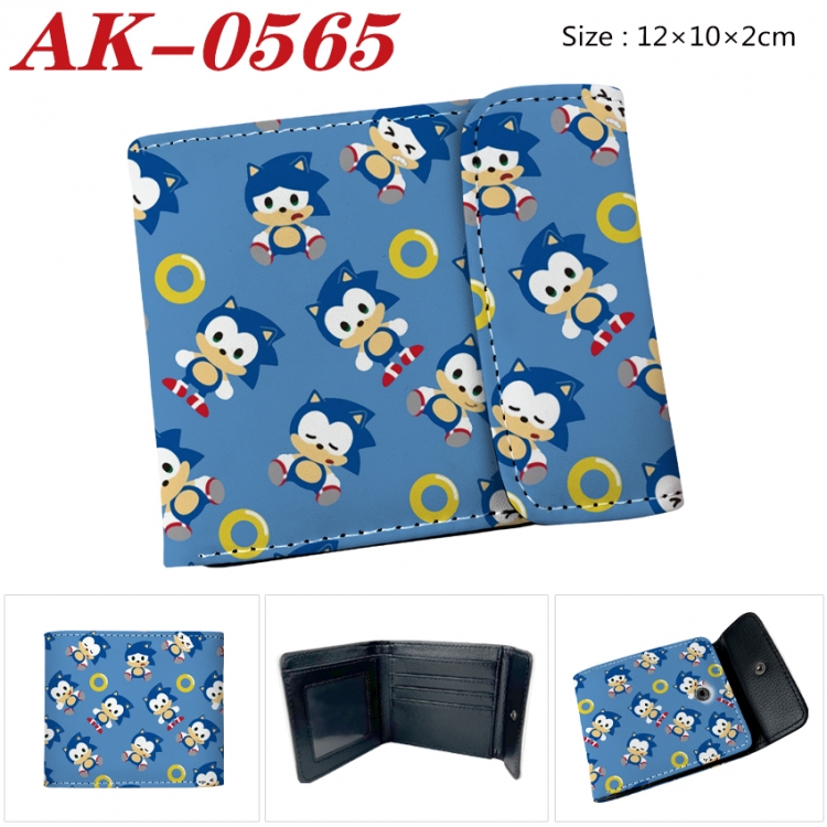 Sonic The Hedgehog Anime PU leather full color buckle 20% off wallet 12X10X2CM  AK-0565