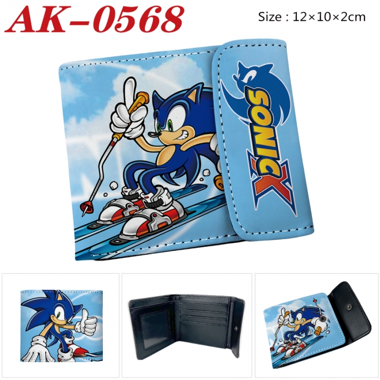 Sonic The Hedgehog Anime PU leather full color buckle 20% off wallet 12X10X2CM  AK-0568