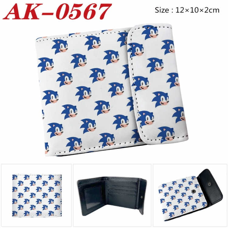 Sonic The Hedgehog Anime PU leather full color buckle 20% off wallet 12X10X2CM AK-0567