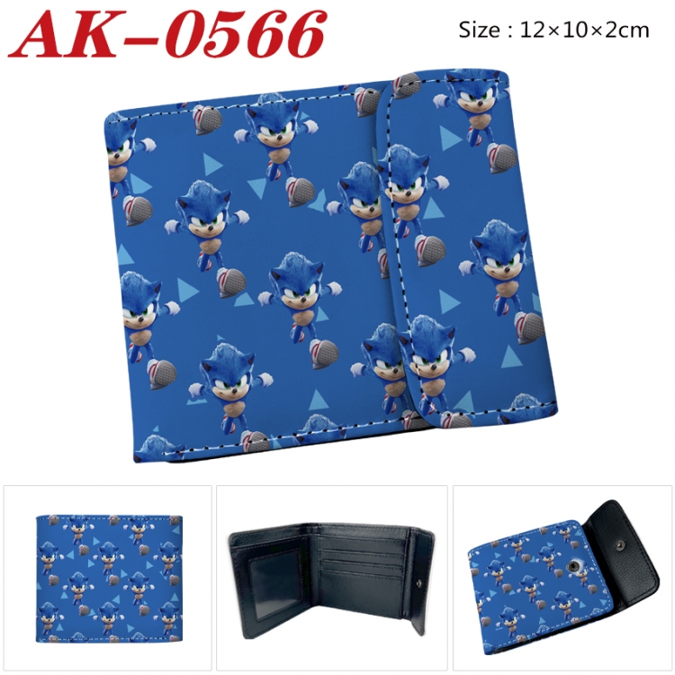 Sonic The Hedgehog Anime PU leather full color buckle 20% off wallet 12X10X2CM  AK-0566