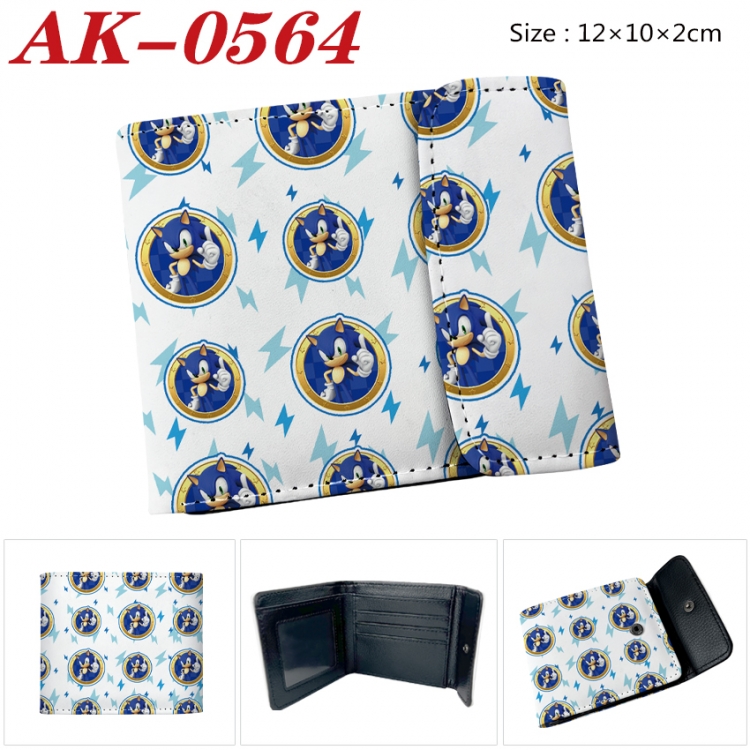 Sonic The Hedgehog Anime PU leather full color buckle 20% off wallet 12X10X2CM AK-0564