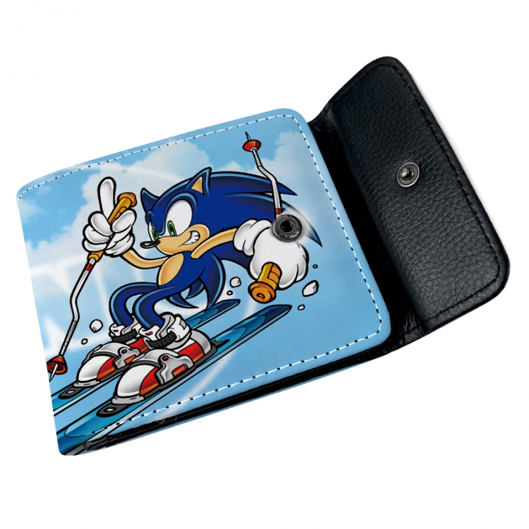 Sonic The Hedgehog Anime PU leather full color buckle 20% off wallet 12X10X2CM AK-0568C