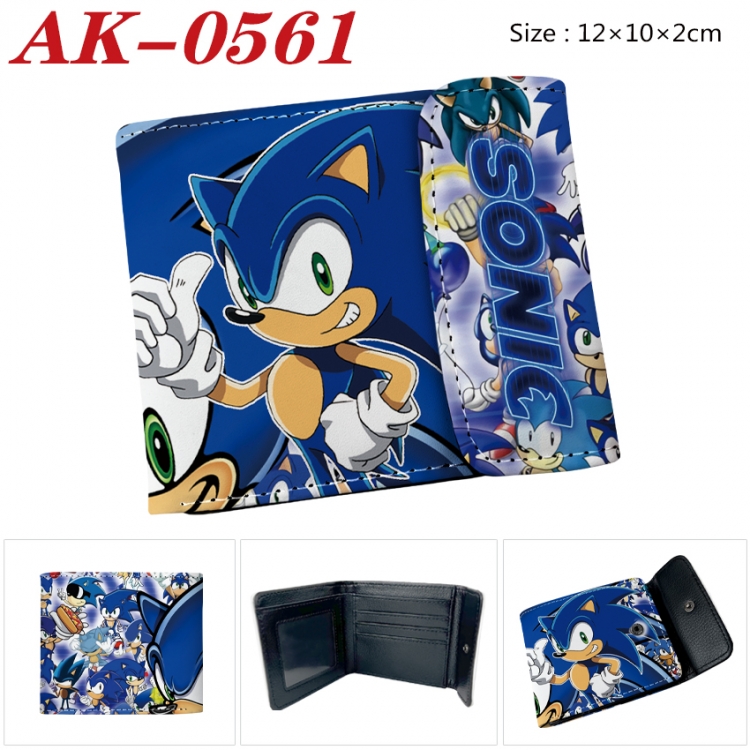 Sonic The Hedgehog Anime PU leather full color buckle 20% off wallet 12X10X2CM  AK-0561