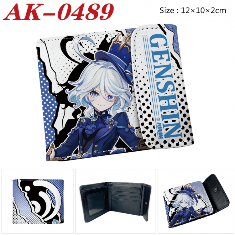 Genshin Impact Anime PU leather full color buckle 20% off wallet 12X10X2CM  AK-0489