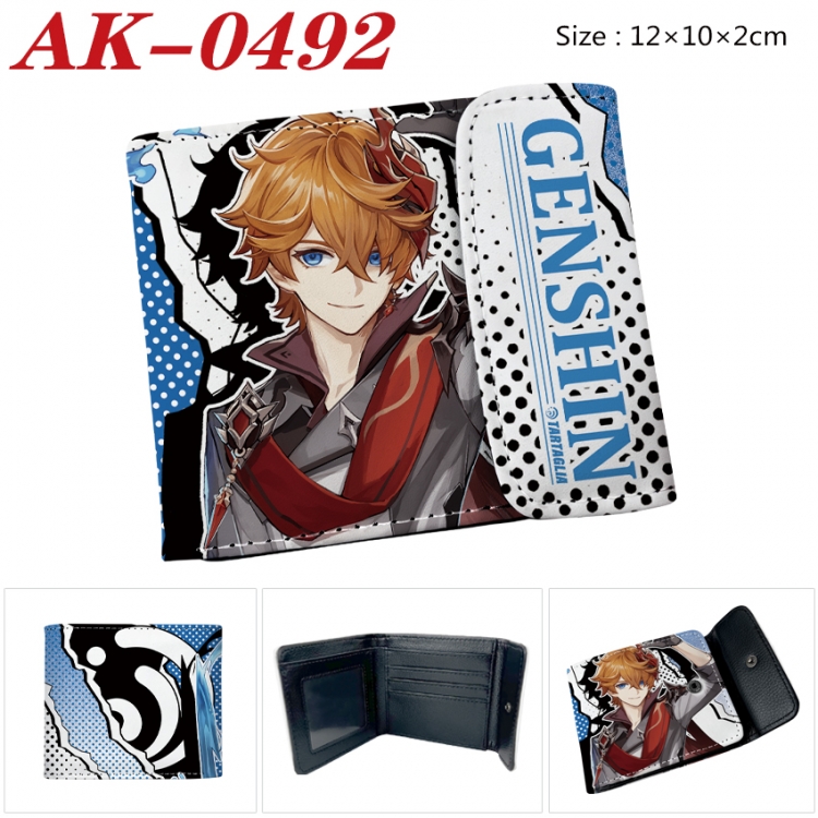 Genshin Impact Anime PU leather full color buckle 20% off wallet 12X10X2CM  AK-0492