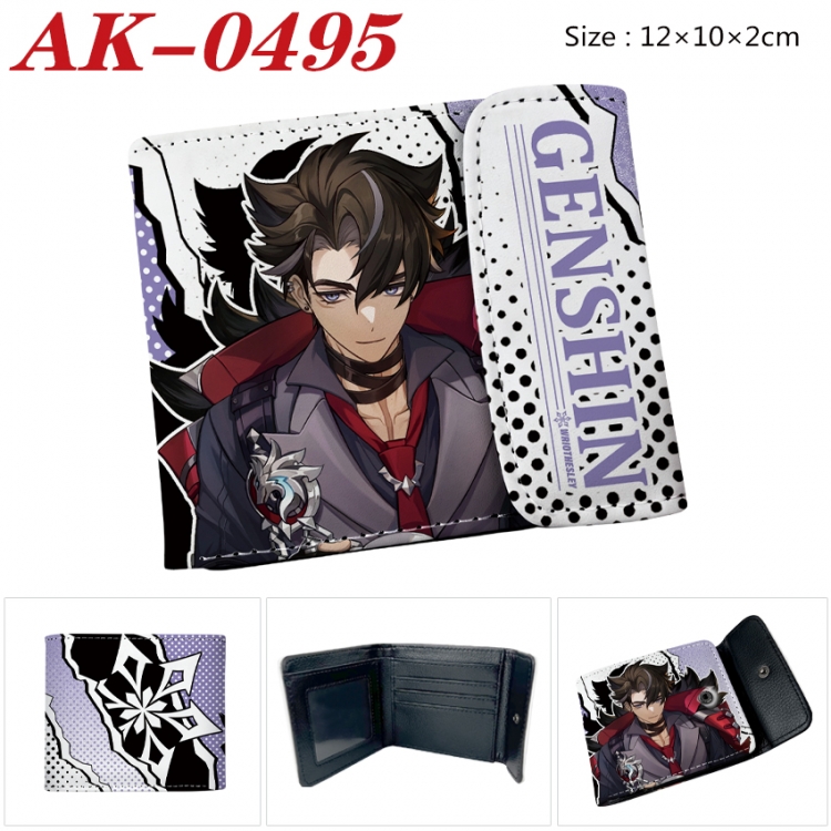 Genshin Impact Anime PU leather full color buckle 20% off wallet 12X10X2CM  AK-0495