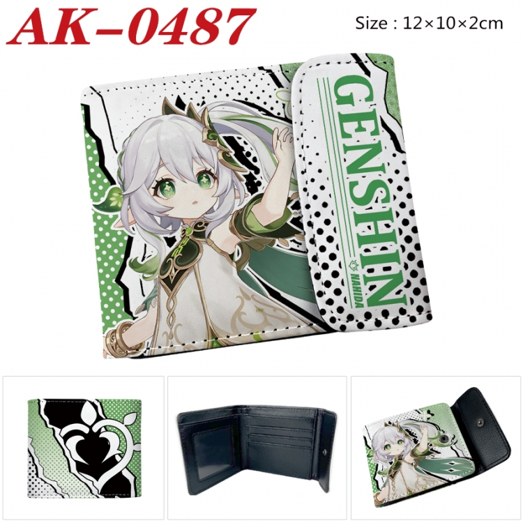 Genshin Impact Anime PU leather full color buckle 20% off wallet 12X10X2CM AK-0487