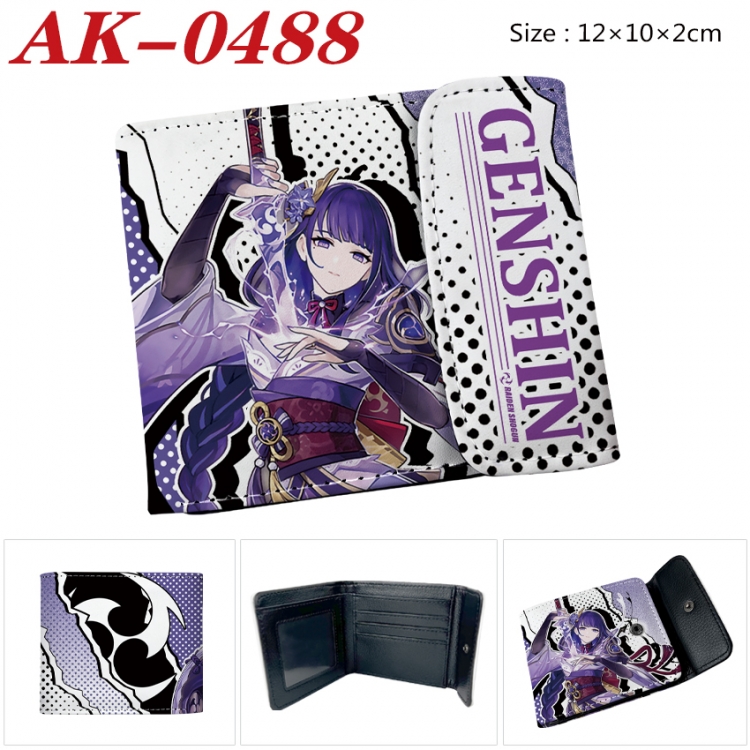 Genshin Impact Anime PU leather full color buckle 20% off wallet 12X10X2CM  AK-0488