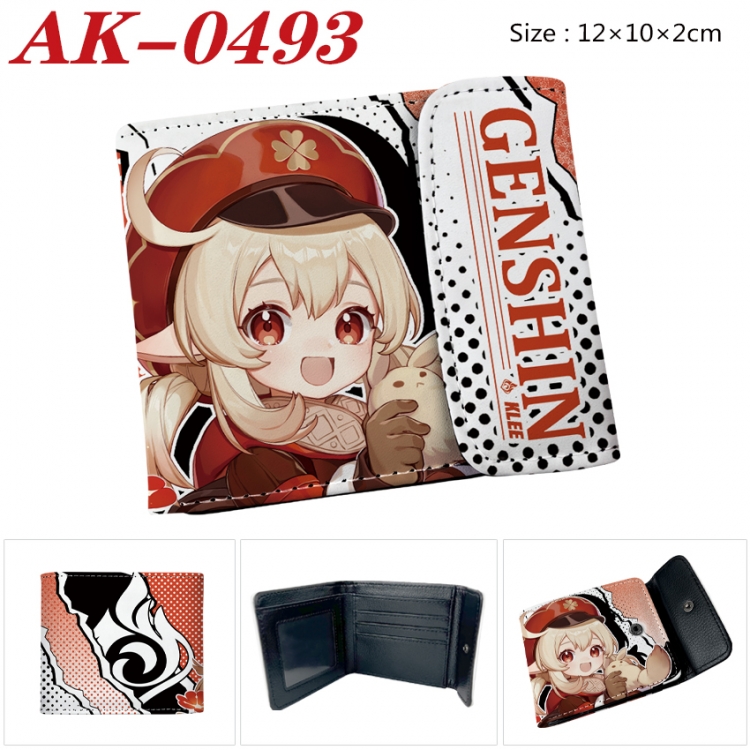 Genshin Impact Anime PU leather full color buckle 20% off wallet 12X10X2CM  AK-0493