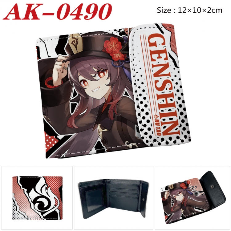 Genshin Impact Anime PU leather full color buckle 20% off wallet 12X10X2CM   AK-0490