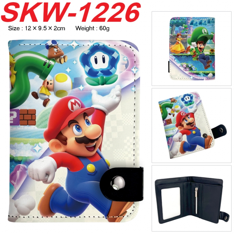 Super Mario Anime vertical button folding wallet 12X9.5X2CM 60g SKW-1226