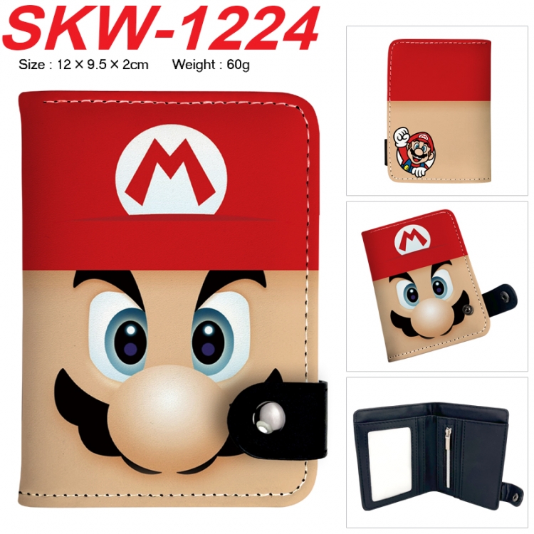 Super Mario Anime vertical button folding wallet 12X9.5X2CM 60g  SKW-1224