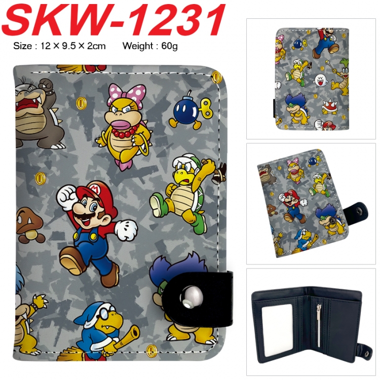 Super Mario Anime vertical button folding wallet 12X9.5X2CM 60g  SKW-1231