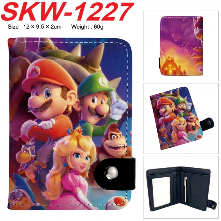 Super Mario Anime vertical button folding wallet 12X9.5X2CM 60g SKW-1227